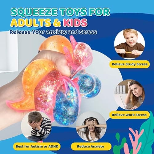 8 Pack Slow Rising Stress Ball, Cute Axolotl Stretchy Fidget Toys for Kids Adults, Stress Relief Stress Ball for Anxiety Relief, Ideal for Autistic Kids thumbnail 3