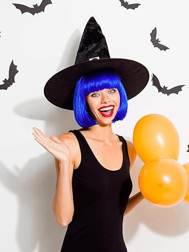 9 Pieces Short Bob Hair Wigs Multicolored Cosplay Costume Wig Daily Party Hairpiece for Women Girls (Orange, Green, Violet, White, Blue, Pink, Red, Yellow, Sky Blue) - Orange, Green, Violet, White, Blue, Pink, Red, Yellow, Sky Blue thumbnail 3