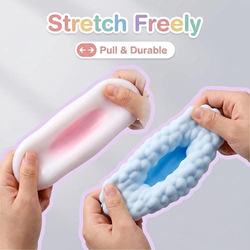 2 Pcs Crunchy Squishy Noisy Stress Balls,Ice Skin Fidget Sensory Squeeze Toys,Soft Moldable Fidget for Anxiety Stress Relief Focus Relaxing(Pink+Blue) thumbnail 3