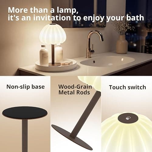 Hifree Rechargeable Waterproof Shower Lamp, IP65 Cordless Touch Dimmable Small Desk Light for Inside Shower, 4500mAh Battery Operated Color Changing Table Lamp for Bathroom, Bedroom, Outdoor thumbnail 4