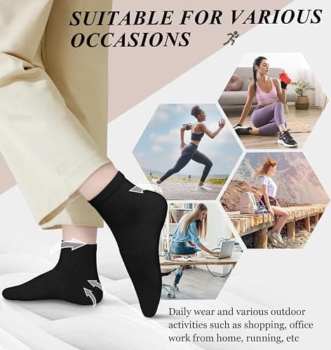 YSense 10 Pairs Womens Ankle Socks, Cotton Crew Gym Athletic Running Quarter Socks Women Men thumbnail 7