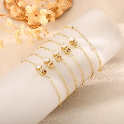 NECOCY Initial Heart Diamond Anklets for Women Waterproof, Non Tarnish 14k Gold Plated Letter Ankle Bracelets Dainty, Summer Beach Bikini Jewelry Gifts for Women thumbnail 6