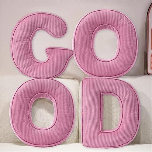 Pink Letter Plush Pillow, Letter Hugging Throw Pillows, Decorative Corduroy Initial Letter Shaped Throw Pillows, Letter Pillows English Alphabet A to Z for Sofa Bedroom Living Room Decor (L) thumbnail 3