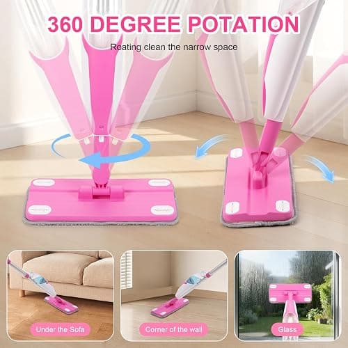 CYYSFIVQZ Kids Spray Mop, Toddler Cleaning Set with Real Water Sprayer, 2 Washable Mop Pads & Storage Clip, Pretend Play Montessori Housekeeping Toys for Boys Girls Ages 3 4 5 6 7 8 thumbnail 5