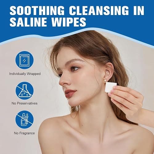 2 in 1 Piercing Aftercare Spray & Wipes Kit: Non-Greasy Saline Solution for Keloid Bump Removal, Piercing Bump Treatment Solution, Ear Nose Lip Belly Piercing Cleaner Wipes(3.38oz + 100ct) thumbnail 4