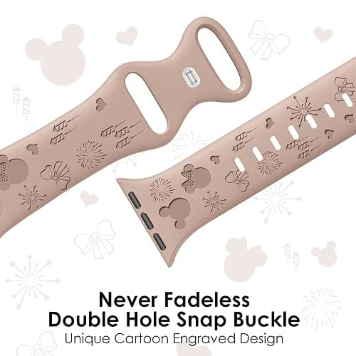 4 PACK Engraved Silicone Bands Compatible with Apple Watch Band 40mm 38mm 41mm 42mm 44mm 45mm 46mm 49mm Women Breathable Soft Cute Sport Replacement Strap for iWatch SE Series 11 10 9 8 7 6 5 4 3 2 1 (Black/Milk Tea/Starlight/Violet Smoke, 38/40/41/42mm(Series 11 10)) thumbnail 4