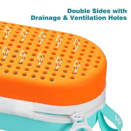 MSNATURALLY Swim Goggle Case For Swimming Goggles, Silicone Protective Cases with Drain Hole for Goggles - Blue and Orange thumbnail 4
