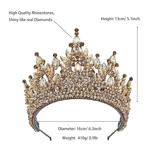 Large Tiaras and Crowns for Women Crystal Tall Pageant Crowns Rhinestone Royal Queen Headband Princess Quinceanera Headpieces for Wedding Birthday Prom Party Costume Cosplay thumbnail 5