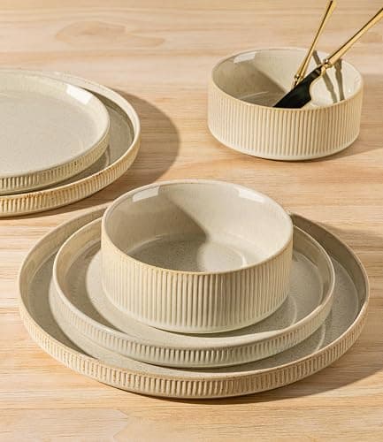 TheTerra Ceramic Dinnerware Sets for 4, 12 Pieces Porcelain Lightweight Speckled Plates and Bowls Sets, Scratch Resistant Dish Set, Oven & Microwave & Dishwasher Safe thumbnail 5