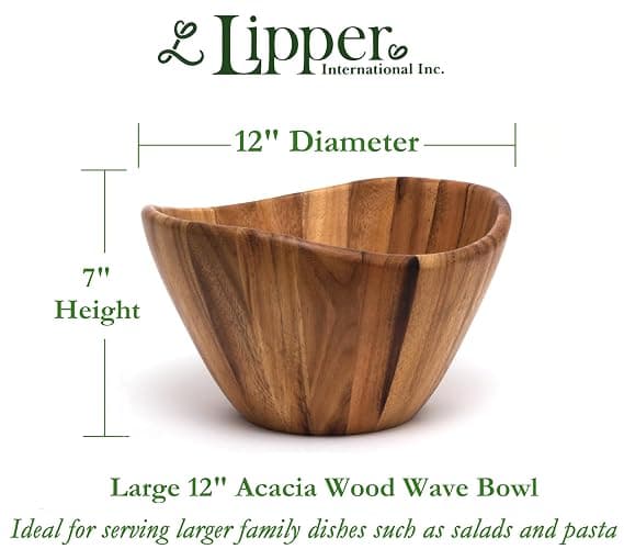 Lipper International Large Wavy Bowl, Acacia thumbnail 3