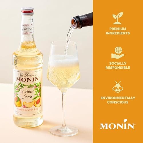 Monin - White Peach Syrup, Juicy Ripe Peach Flavor, Perfect for Cocktails, Mocktails, Iced Teas, & Smoothies, Gluten-Free, Non-GMO (1 Liter) thumbnail 4