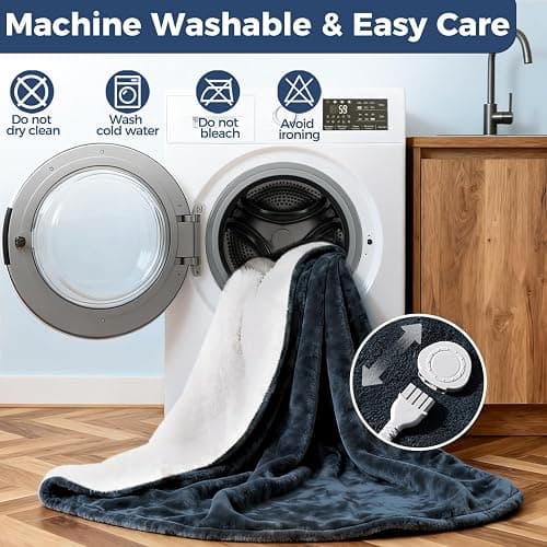 Electric Heated Blanket, Soft Flannel Fabric Heating Blanket with 5-Level Temperature Adjustment Machine Washable ETL Certified Double-Sided Heating thumbnail 7