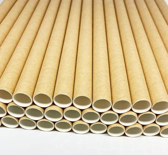 Pailles en Papier Bubble Tea, Pailles en thé à bulles Boba Smoothies Lait Frappé Perle, 12mm Paille Carton Jetable Biodégradable pour Articles de Fête Célébration Projets d'art, Lot de 50 kraft Marron thumbnail 5