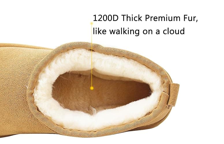 Snow Boots for Women, Mini Ankle Booties Memory Foam Winter Shoes Low Heel Suede Leather Fur lined Warm Flat Boots thumbnail 3
