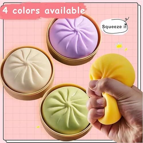 Giant Glitter Dumpling, Giant Dumpling Squishy, Mega Rainbow Dumplings, Cute Anxiety Relief Fidget Toy, Soft Squeeze Decompression Dough for Adults (Purple) thumbnail 4