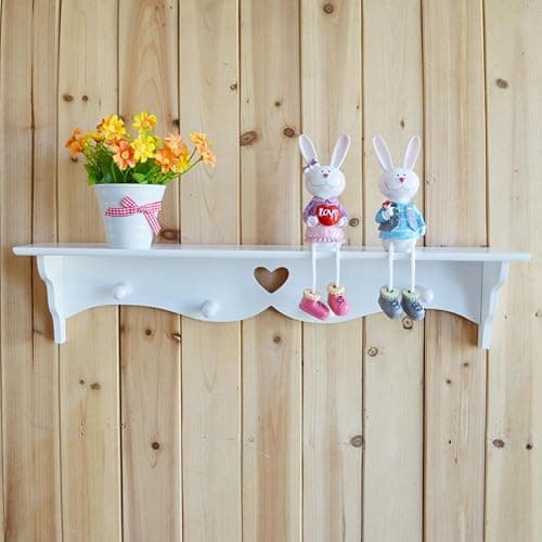 Wall shelf Heart-Shaped Wall Hanging Eureopean Style Wood (White) thumbnail 3