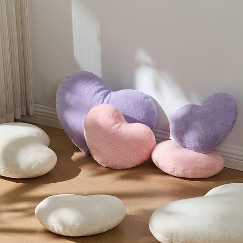 2PCS Heart Throw Pillows Room Decor Home Decor Bedroom Decor,White 9"*13" | Decorative Pillows Living Room Decor Office Decor Outdoor Couch Pillows Bed Cute Throw Pillows for Couch Car Valentine Gifts thumbnail 5