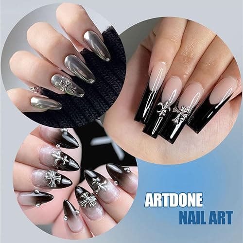 Artdone Nail Art Studs Kit, 3D Silver Cross Nail Charms and Star Gems Bulk Nail Jewels Shiny Crosses for DIY Professional Manicures Decoration thumbnail 3