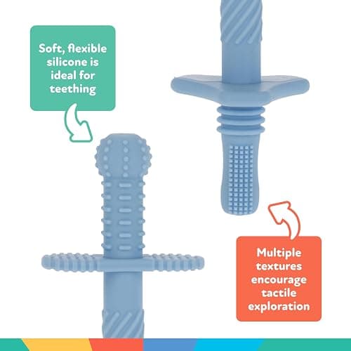 Nuby Sensory Silicone Tube Teethers - (3 Pack) Textured Infant and Baby Teether Toys - 3+ Months - Orange, Blue, and Green thumbnail 4