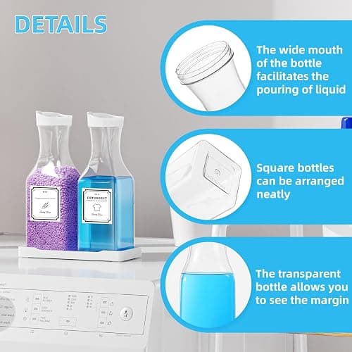 Laundry Detergent Dispenser,Laundry Soap Dispenser,Laundry Detergent Container,35OZ Fabric Softener Dispenser with Tray,Liquid Laundry Detergent Dispenser, Laundry Room Organization,Extra 4 Labels thumbnail 4