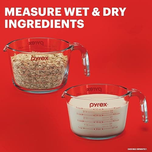 Pyrex 4-Cup Glass Measuring Cup For Baking and Cooking, Dishwasher, Freezer, Microwave, and Preheated Oven Safe, Essential Kitchen Tools thumbnail 3