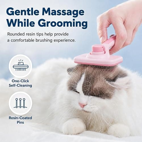 Petobey Self-Cleaning Cat Shedding Grooming Brush for Small Dog Pet Short Hair Remover Set Reusable Lint Removal Tool Carpet Scraper for Clothes Couch Bedding Furniture Car Pink thumbnail 12
