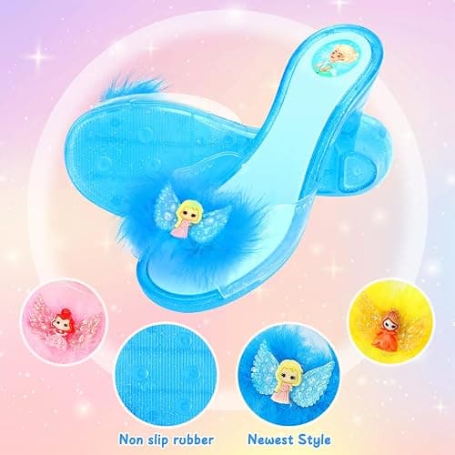 Princess Dress Up Shoes Set, Girls Role Play Dress Up Toys,Toddler Pretend Play Crown Kit Gift Set for Little Girls Aged 3-6 Years Old thumbnail 4