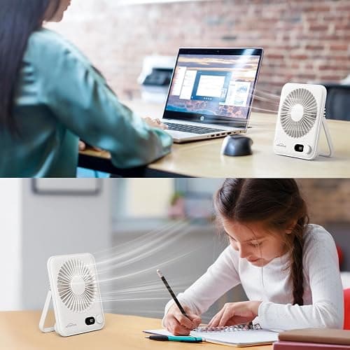 WHATOOK Small Desk Fan Personal Fans: 2000mah 10 Hours Battery Office Quiet Mini Desktop Fan Portable Rechargeable Travel Essentials thumbnail 2