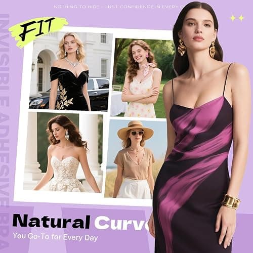 Invisible Strapless Sticky Bra Push up for Women, Ultra Adhesive Bra for Backless Dress, Cleavage Bra Lift Novelty Bras (B Cup, Light Beige) thumbnail 6