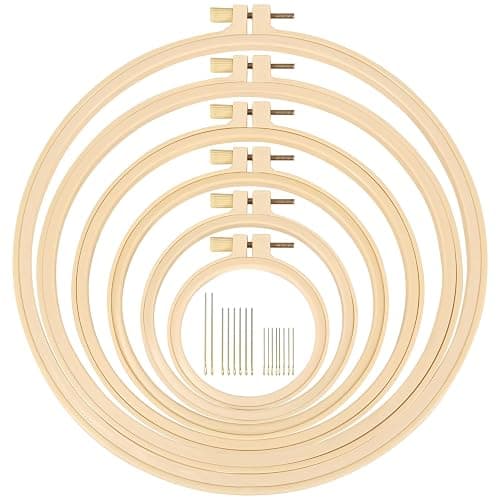 Caydo 6 Pieces Embroidery Hoops 3 Inch to 10 Inch Cross Stitch Hoop Small Embroidery Hoop with 16 Pieces Needles for Embroidery, Punch Needle, Craft Sewing and Ornaments - Image 1
