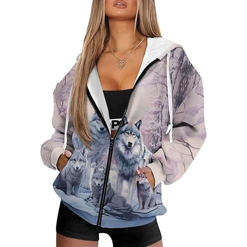 Showudesigns Zip Up Jackets for Women Plus Size Hoodies & Sweatshirts Fall Pullover Spring Tops thumbnail 4