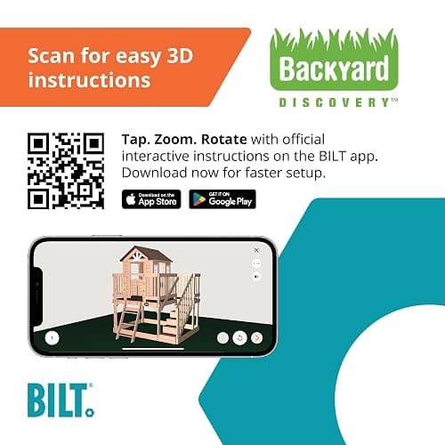 Backyard Discovery Scenic Heights Elevated Cedar Wooden Kids Playhouse with Play Kitchen, Wrap-Around Deck, Toy Storage Bench, Saloon-Style Doors, Ladder, Stairs, and Growth Chart for Outdoor Play thumbnail 8