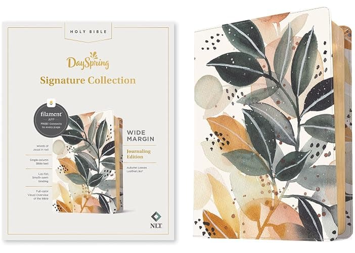 NLT Wide Margin Bible, DaySpring Signature Collection, Filament Enabled (LeatherLike, Autumn Leaves, Red Letter): DaySpring Signature Collection - Image 1