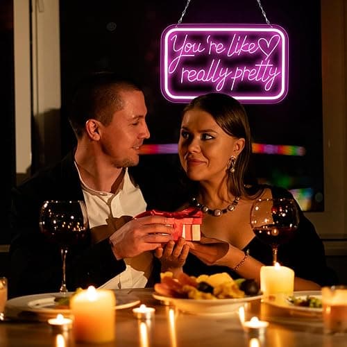 qbanziou You're Like Really Pretty Neon Signs for Wall Decor，LED Neon Lights Suitable for Bedroom Wedding Party Christmas Gifts for Teenage Girls，Room Decor Aesthetic for Teen Girl thumbnail 4