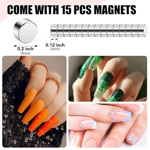 False Nail Clippers with Magnets Stainless Steel Nail Cutter for Acrylic Nail Nail Clippers with 15Pcs Small Magnets for Home Salon Nail Art（Baby Pink） - Baby Pink thumbnail 7