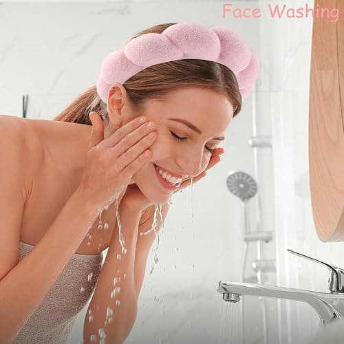 Chanaco Spa Headband and Wrist Bands for Women, Skincare HairBands Wrist Towels, Face Wash Hair Wraps Non Slip, Thick Facial Accessories for Makeup, Bath Shower Teen Girl Gifts Trendy Stuff thumbnail 3