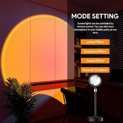 Bavcieu Sunset Lamp Projection Led Lights with Remote,APP Multicolor Night Light 360° Rotation Rainbow Lights 4 Modes Setting for Photography/Selfie/Party/Home/Living Bedroom Decor, Gifts for Women thumbnail 6