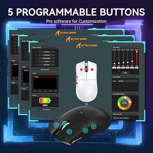 ATTACK SHARK X11 Lightweight Wireless Gaming Mouse with RGB Charging Dock,Tri-Mode-2.4G/USB-C Wired/BT,22K DPI,PAW3311 Optical Sensor,HUYU Switch, 5 programmable Buttons for PC/Mac(Black) thumbnail 8