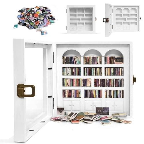 Anxiety Bookshelf – Mini Books Display for Stress Relief and Fun Decor, Perfect Decorative Miniature Library for Book Lovers, Ideal for Home Decor, Office Décor, and Thoughtful Gift Giving - White - Image 1