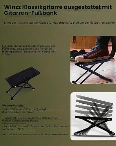 Winzz Konzertgitarre 4/4 Erwachsene, Klassische Gitarre Anfänger Set für Kinder ab 11+ Jahre - Schwarz Glänzend (39 Zoll) thumbnail 4