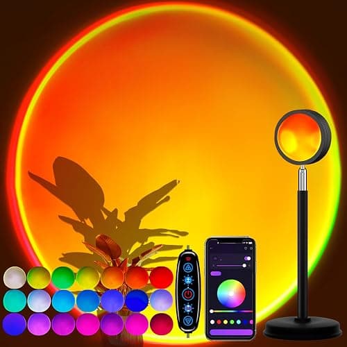 Molemyn Sunset Lamp Projector with APP Control - 21 Color Clhanging LED Sunset Light, 180° Adjustable for Photography, Bedroom Decor, Party, Wedding, Mood Lighting thumbnail 9