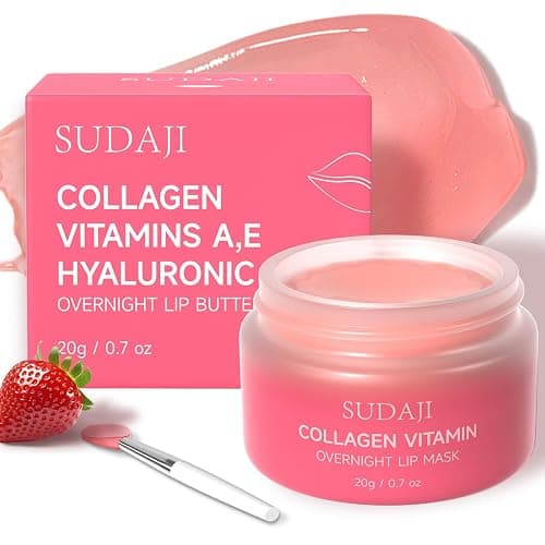 SUDAJI Collagen Lip Mask, Hydrating Lip Balm, Lip Moisture with Hyaluronic Acid & Vitamins E, A- Overnight Sleeping Nourishing Lip Butter Balm for Dry Lips 0.7 Oz - Image 1