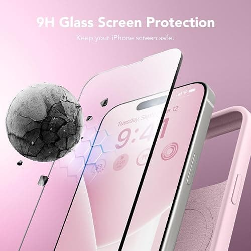 GONEZ for iPhone 14 Pro Max Case Silicone, Compatible with MagSafe, with Screen Protector + Camera Lens Protector, Liquid Silicone Shockproof Protective Phone 14 ProMax Case 6.7", Hot Pink thumbnail 6
