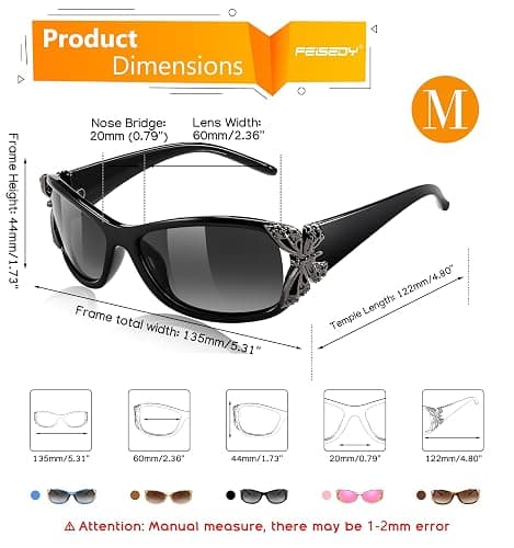 FEISEDY Trendy Polarized Y2K Sunglasses Wrap Around Butterfly Design Fashion Sunnies UV400 Protection B0078 thumbnail 5