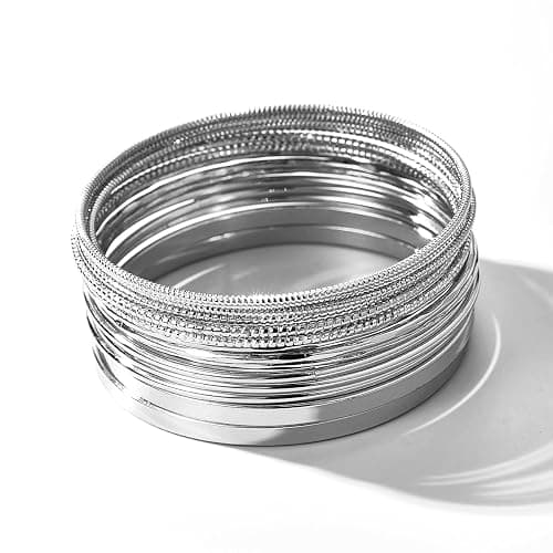 RINTOLER 16Pcs Gold Bangle Bracelets for Women - Multi Layer Stackable Textured Bracelets Boho Jewelrys Set. thumbnail 2