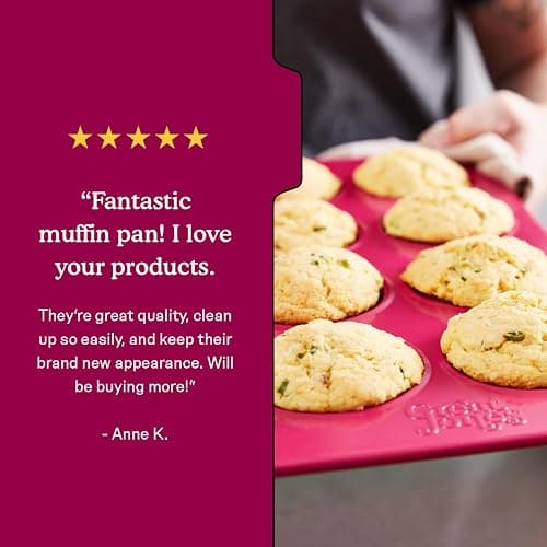 Great Jones Stud Muffin (Blueberry) | Nonstick 12-Cup Muffin Pan | Dual-Layer Nonstick Coating | Chemical-Free & Nontoxic | Oven-Safe to 450°F | Warp-Resistant & Easy Cleanup - Blueberry thumbnail 5