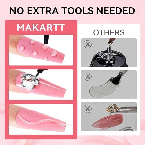 Makartt Nail Rhinestone Glue Set - Gel Nail Glue for Rhinestones, 3D Art Design Super Strong Adhesive for Charm Gems Jewel Crystal Beads Diamonds, 15ml & 8ml, Easy Use, Cured Need thumbnail 8