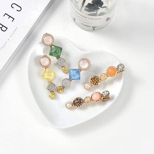 Mehayi 20 PCS Pearls and Acrylic Resin Hair Clips, Handmade Hair Barrettes, Marble Alligator bobby pins, Glitter Crystal Geometric Hairpin, Elegant Gold Hair Accessories, Gifts for Women Girls thumbnail 7