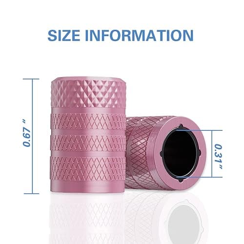 CKAuto Tire Valve Stem Caps, Pink, 4 pcs/Pack, Anodized Aluminum Tire Valve Cap Set, Corrosion Resistant, Universal Stem Covers for Cars Trucks Motorcycles SUVs and Bikes thumbnail 4