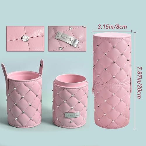 Bueart Design Elegant pink Ultra soft labeled Makeup Brushes Sets with Brush Holder makeup brush set with Foundation Powder blush blending contour Brush (15Pcs Silver Pink+Holder) thumbnail 5